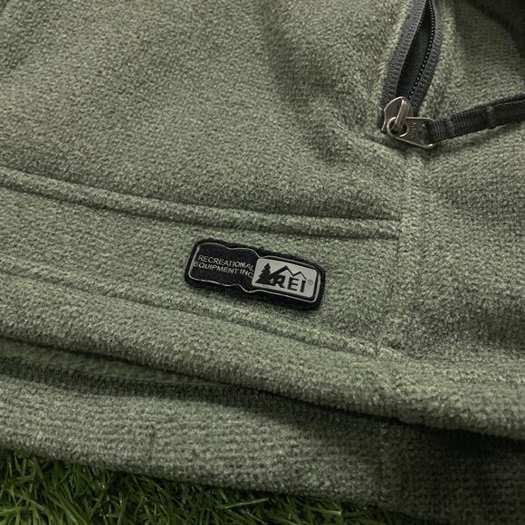 Women’s REI Polartec Jacket L Green Zip-In Full Zip Fleece Outdoor Hiking - Picture 2 of 13